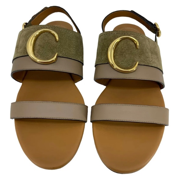 Authentic Chloé Chloe C Motty Grey Slingback Sandal Women - Size 6/EU 36 - Picture 1 of 6